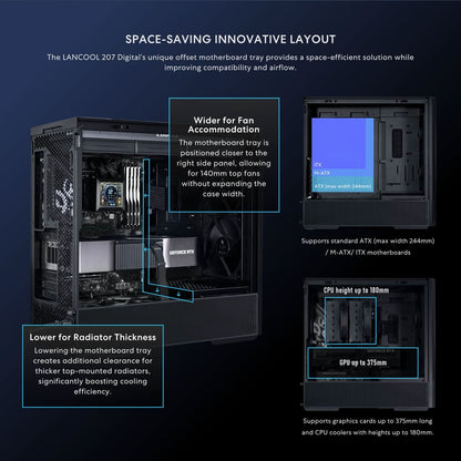 LIAN LI LANCOOL 207 DIGITAL MID-TOWER GAMING CABINET - BLACK