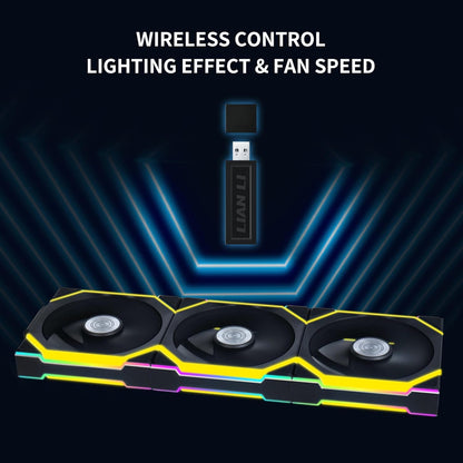 LIAN LI UNI FAN SL-WIRELESS 120-TRIPLE PACK (REVERSE BLADE) PERFORMANCE ARGB FAN G99.12RSL1W3B.IN