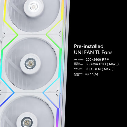 LIAN LI HYDROSHIFT LCD 360TL LIQUID CPU COOLER - WHITE