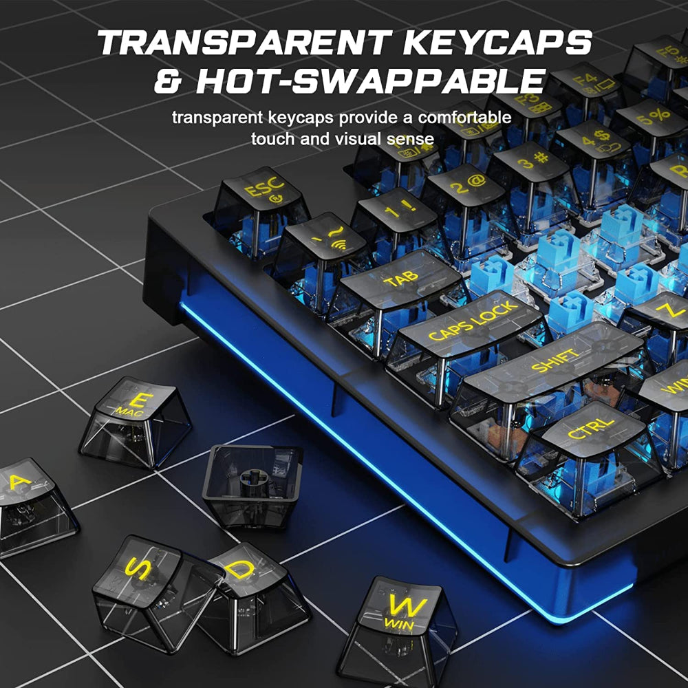 AULA F2183 TKL RGB Wireless Bluetooth Mechanical Gaming Keyboard ( Black ) ( Clicky Blue Switch ) (‎F2183)