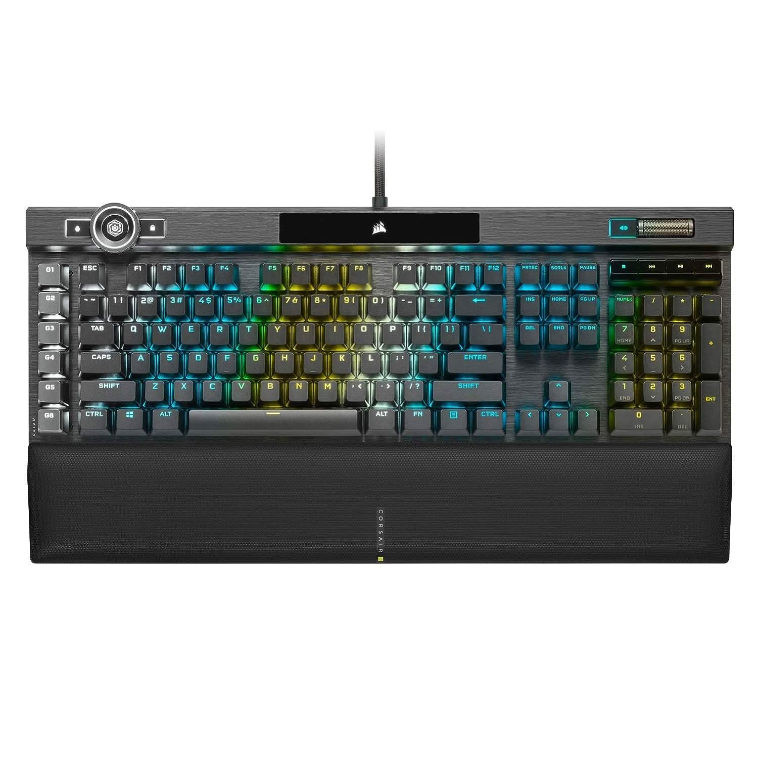 CORSAIR K100 RGB OPTICAL-MECHANICAL GAMING KEYBOARD BACKLIT RGB LED CORSAIR OPX BLACK PBT KEYCAPS CH-912A01A-NA