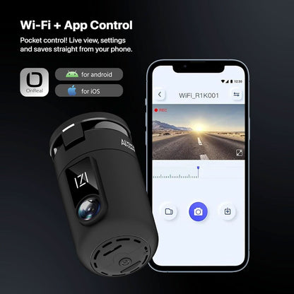 IZI Drive360 Dash Cam for Car, 360 Rotatable Car Camera, AI Voice Control, Full HD 1080P @30FPS, 170 Wide Lens, 24/7 Parking & Impact Detection, 128GB Support, Type-C Fast Connect, Built-in Mic
