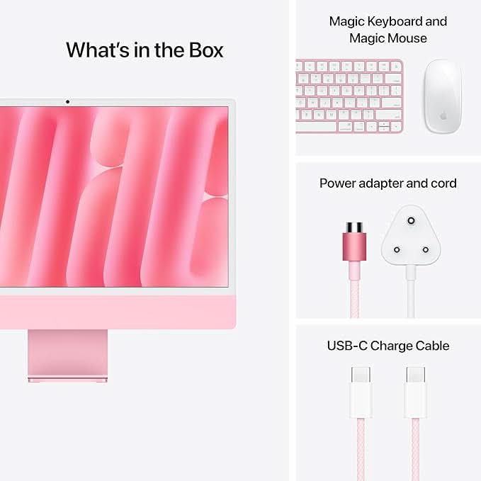 Apple 24-inch iMac with Retina 4.5K display M4 chip with 8 core CPU and 8 core GPU, 16GB, 256GB SSD - Pink