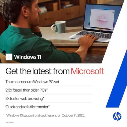 HP 14 Laptop, 13th Gen Intel Core i3-1315U (8GB DDR4, 512GB SSD) FHD, Anti-Glare, Micro-Edge, 14''/35.6cm, Win11, M365 Basic(1yr) Office24, Silver, 1.4kg, ep0343TU, FHD Camera w/Shutter
