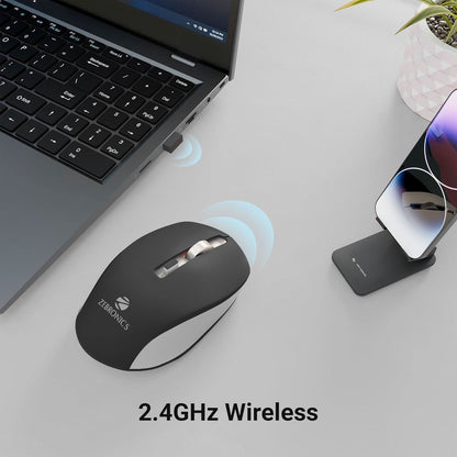 ZEBRONICS Zeb-Jaguar Wireless Mouse (Black+Grey)