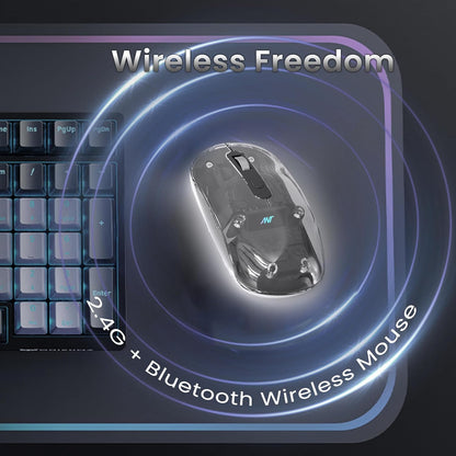 ANT ESPORTS OM140 PRO ULTRA LIGHTWEIGHT TRANSPARENT WIRELESS 2.4GZ BLUETOOTH MOUSE
