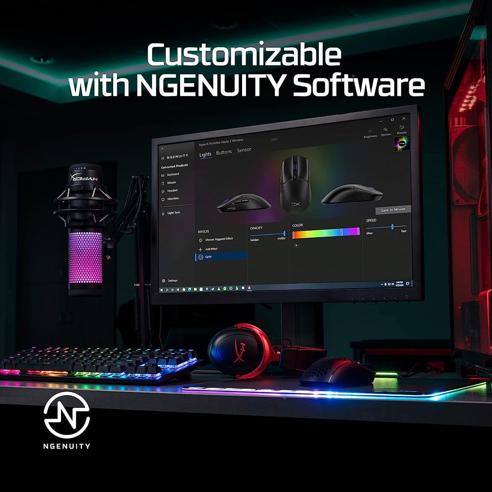 HYPERX Pulsefire Haste 2 Wireless + Bluetooth Ambidextrous Gaming Mouse ( 6N0A9AA ) ( 26000DPI / 6 Macro Buttons ) ( White )