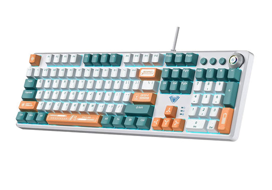 AULA F2088PRO WHITE ORANGE BLUE MECHANICAL GAMING KEYBOARD