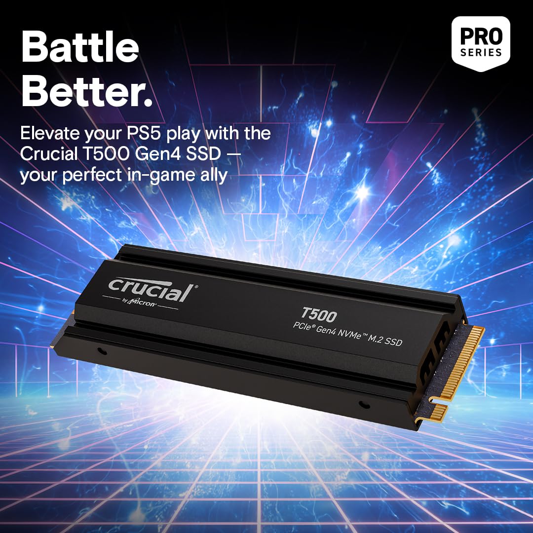CRUCIAL T500 1TB PCIE GEN4 NVME M.2 SSD WITH HEATSINK CT1000T500SSD5