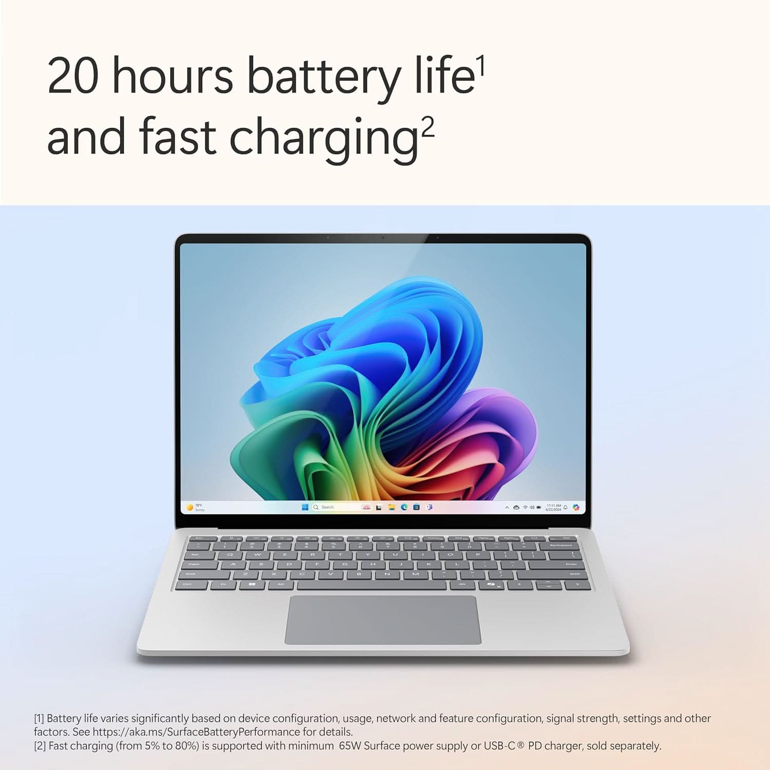 MICROSOFT NEW SURFACE LAPTOP (7TH EDITION) - WINDOWS 11 HOME COPILOT + PC - 13.8 LCD PIXELSENSE TOUCHSCREEN - QUALCOMM SNAPDRAGON X ELITE (12 CORE) - 16GB RAM - 512GB SSD - PLATINUM - ZGP-00023