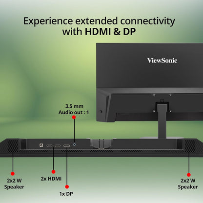 VIEWSONIC VA2708-4K-MHD, 27-INCH (68.58CM) 4K UHD MONITOR, SUPERCLEAR IPS, HDR10, SRGB 104%, 1.07B COLORS, DUAL SPEAKERS, DUAL HDMI 2.0, DP, EYE PROTECH+, 3-SIDED FRAMELESS, SLIM DESIGN