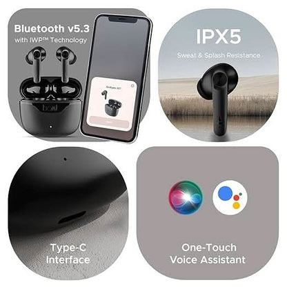 Boat Airdopes 207 TWS in Ear Earbuds, Bluetooth V5.3 (Carbon Black)
