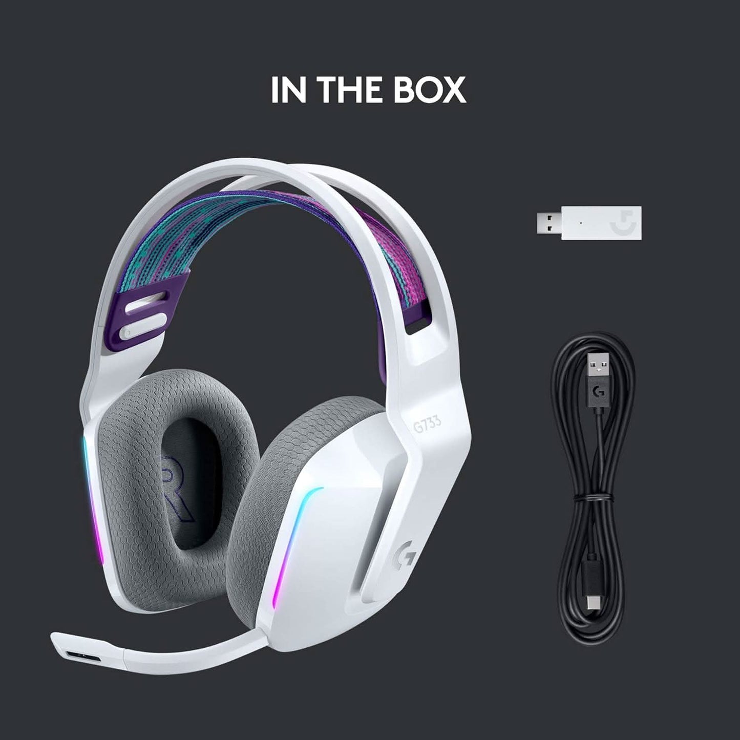 LOGITECH G733 LIGHTSPEED WIRELESS RGB HEADPHONES WHITE