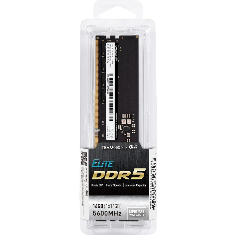 TEAMGROUP Elite 16GB ( 16GB x 1 ) 5600MHz DDR5 Ram (Black) ( CL46 )