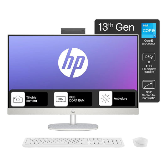 AIO HP 27 CR0345IN [CI3-1315U 13TH GEN/8GB/512GB SSD/WIN11 HOME+MSO/27.0 INCH/INTEGRATED GRAPHICS /1 YEAR(S)//WHITE]