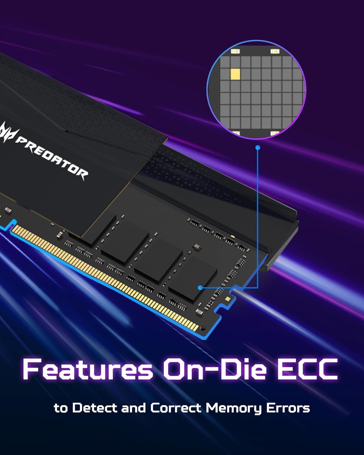 ACER PREDATOR PALLAS II DDR5 HEATSINK U-DIMM 6000MHZ 64GB (32GB*2) BLACK BL.9BWWR.437