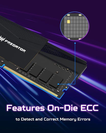 ACER PREDATOR PALLAS II DDR5 HEATSINK U-DIMM 6000MHZ 64GB (32GB*2) BLACK BL.9BWWR.437