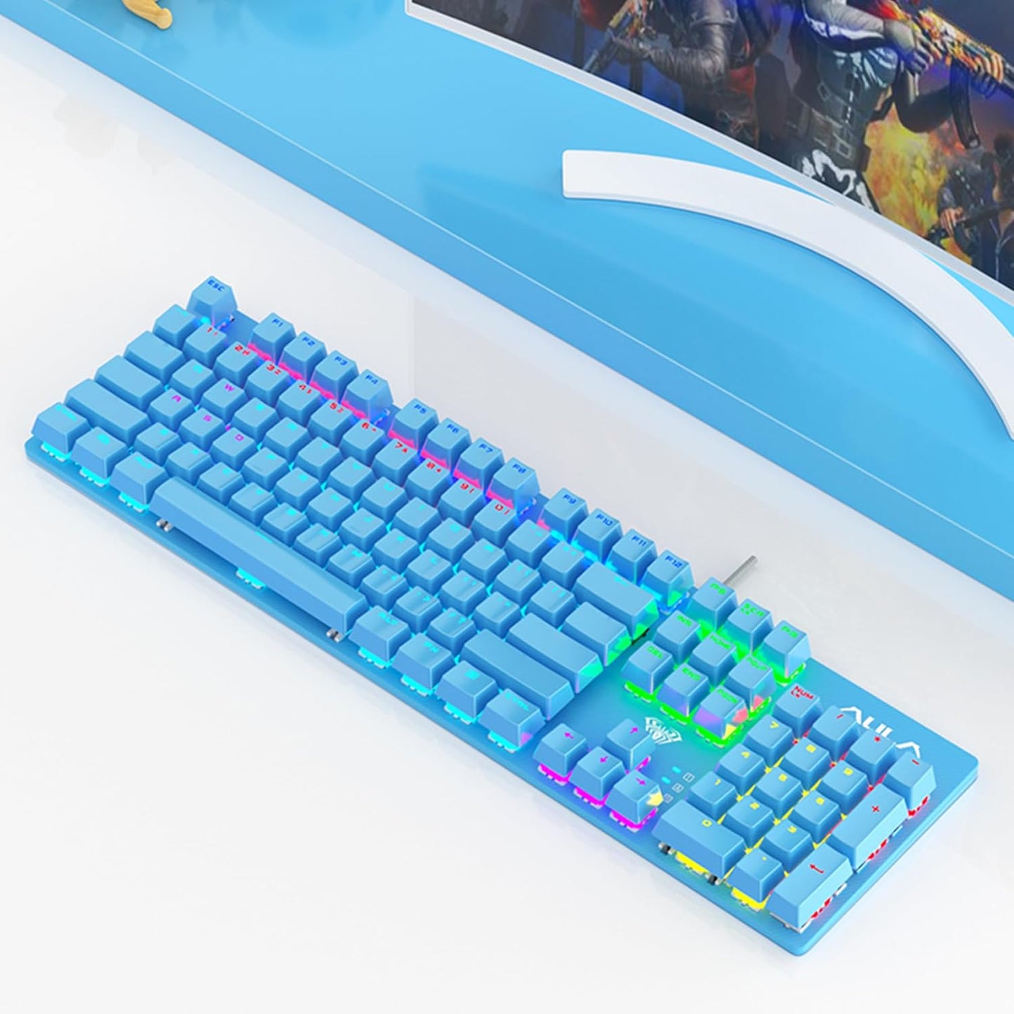 AULA S2022 MECHANICAL WIRED GAMING KEYBOARD (BLUE)