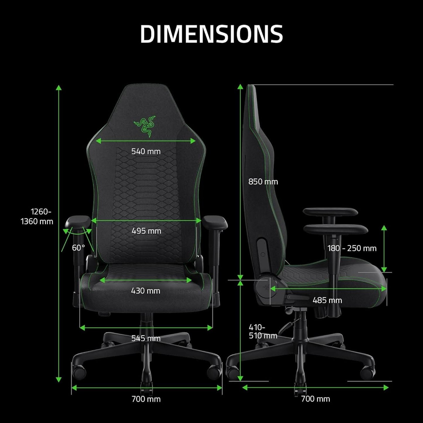 RAZER ISKUR V2 X - GAMING CHAIR BLACK FABRIC - RZ38-05310100-R3UA