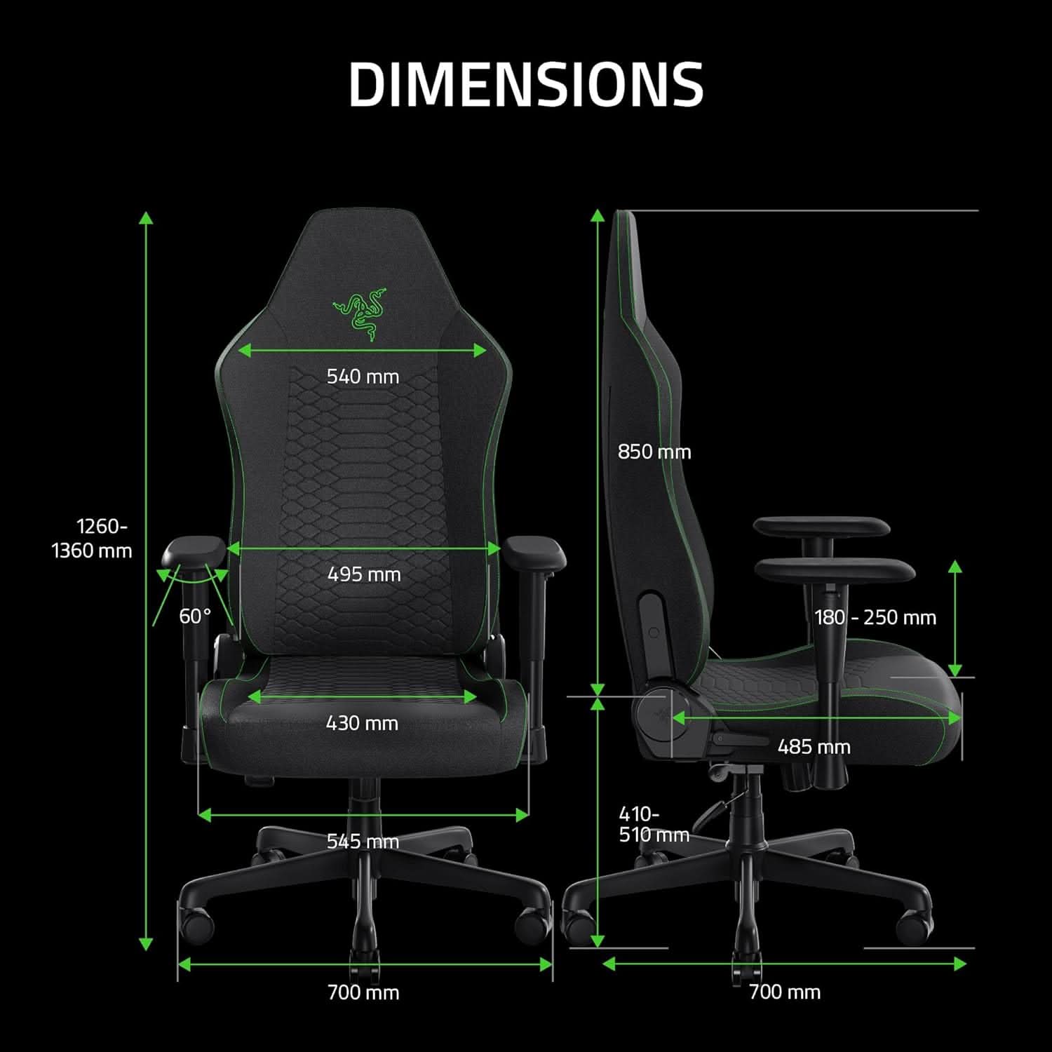 RAZER ISKUR V2 X - GAMING CHAIR BLACK FABRIC - RZ38-05310100-R3UA