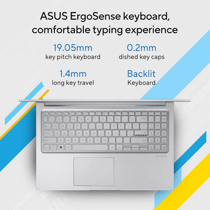 ASUS VIVOBOOK 15 (2024), INTEL CORE 5 PROCESSOR 120U, 15.6 INCH FHD 16:9 60HZ 250NITS,(16GB RAM/512GB SSD/WIN 11 HOME/OFFICE 2021/BACKLIT KEYBOARD/COOL SILVER/1.7 KG), X1504VAP-NJ541WS