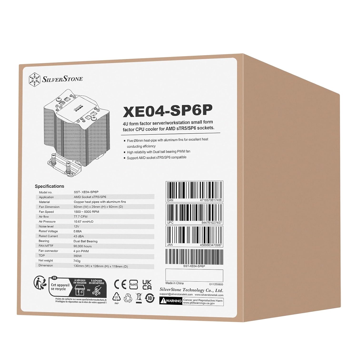 SILVERSTONE XE04-SP6P Single Tower CPU Air Cooler