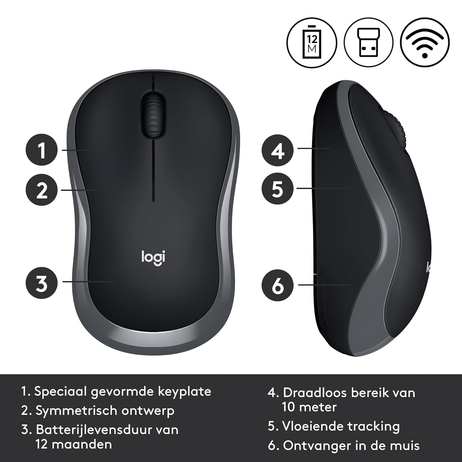 LOGITECH WIRELESS MOUSE M185- GRAY