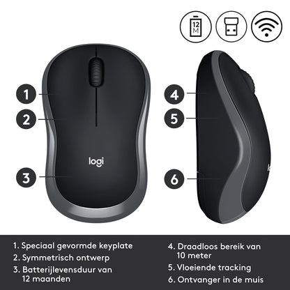 LOGITECH WIRELESS MOUSE M185- GRAY