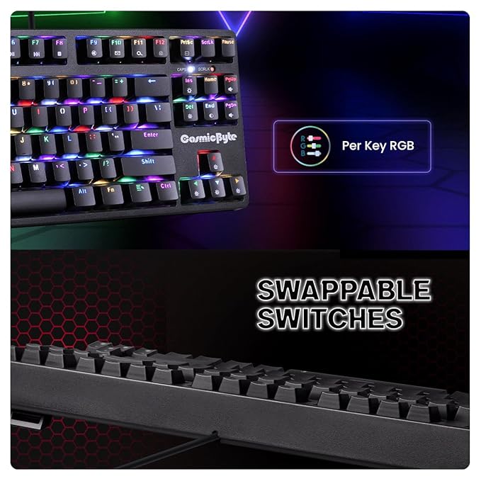 COSMIC BYTE CB-GK-39 TRINITY (BLACK) GAMING KEYBOARD RGB SWITCH BLUE