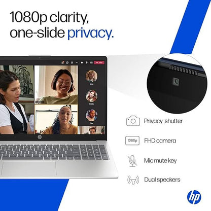 HP 15, 13th Gen Intel Core i5-13420H, (16GB DDR4, 512GB SSD), FHD, Anti-Glare, Micro-Edge, 15.6''/39.6cm, Win11, M365 Basic(1yr) Office24, Silver, 1.65kg, FR0045TU, Camera w/Shutter, Backlit Laptop