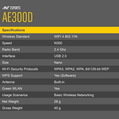 ANT ESPORTS WIRELESS USB DONGGLE (AE300D)