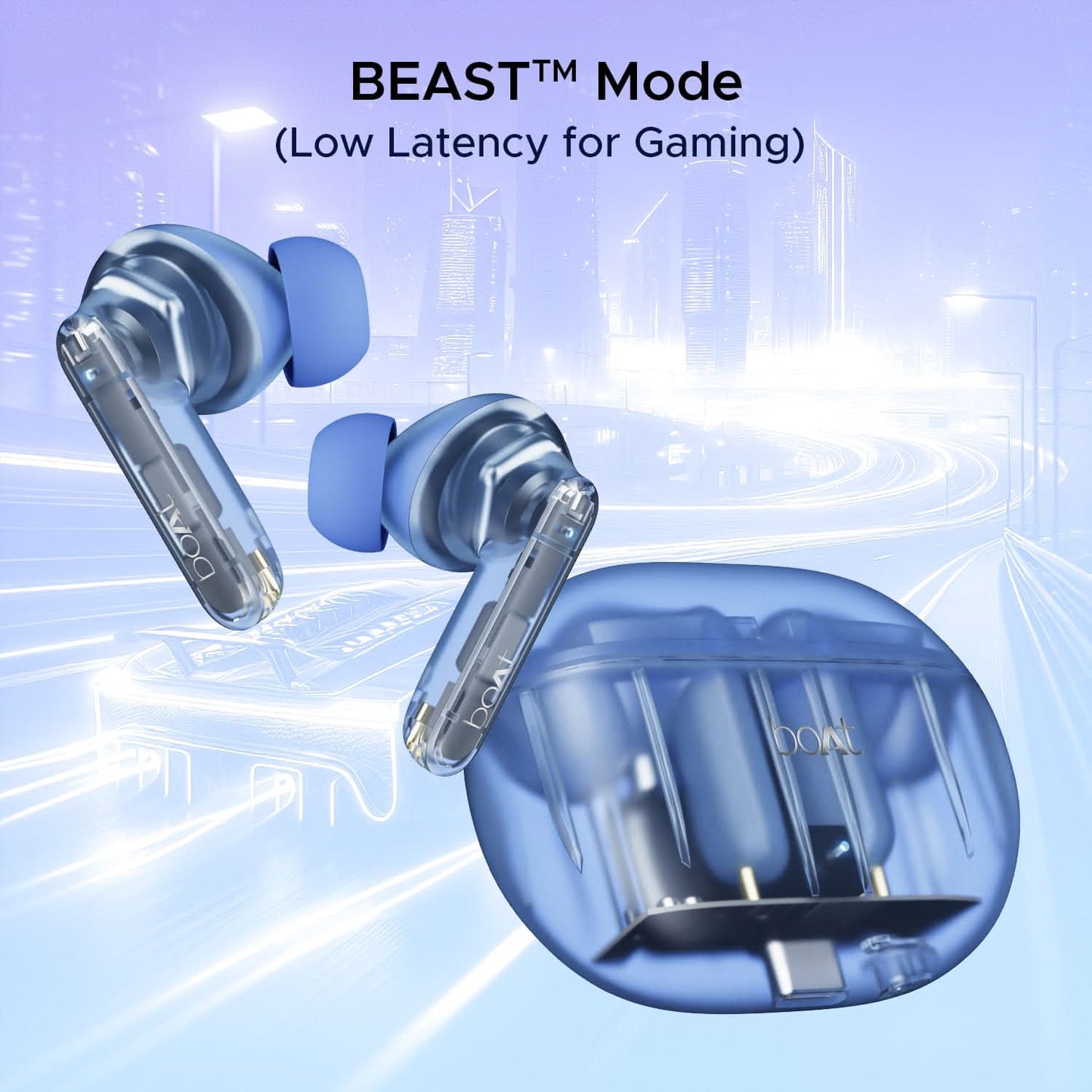 Boat Airdopes 191 ANC v5.3 Bluetooth TWS Ear Buds Wireless Earphones with mic (Pellucid Blue)
