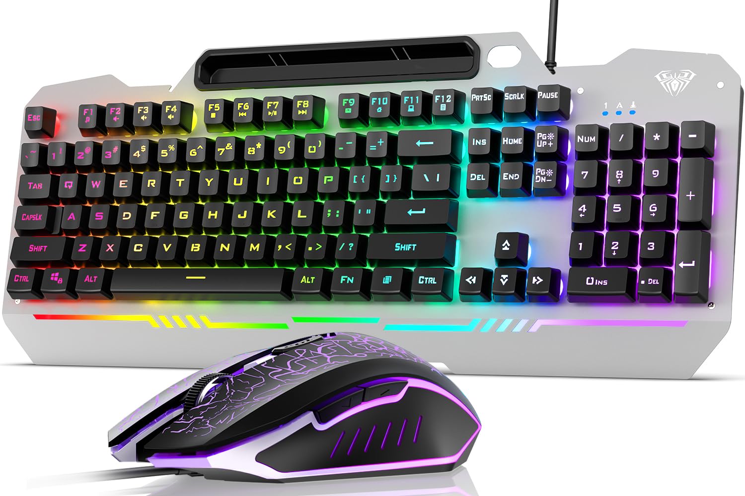 AULA T102 Full Size Membrane Wired Gaming Keyboard and Mouse Combo ( Grey )
