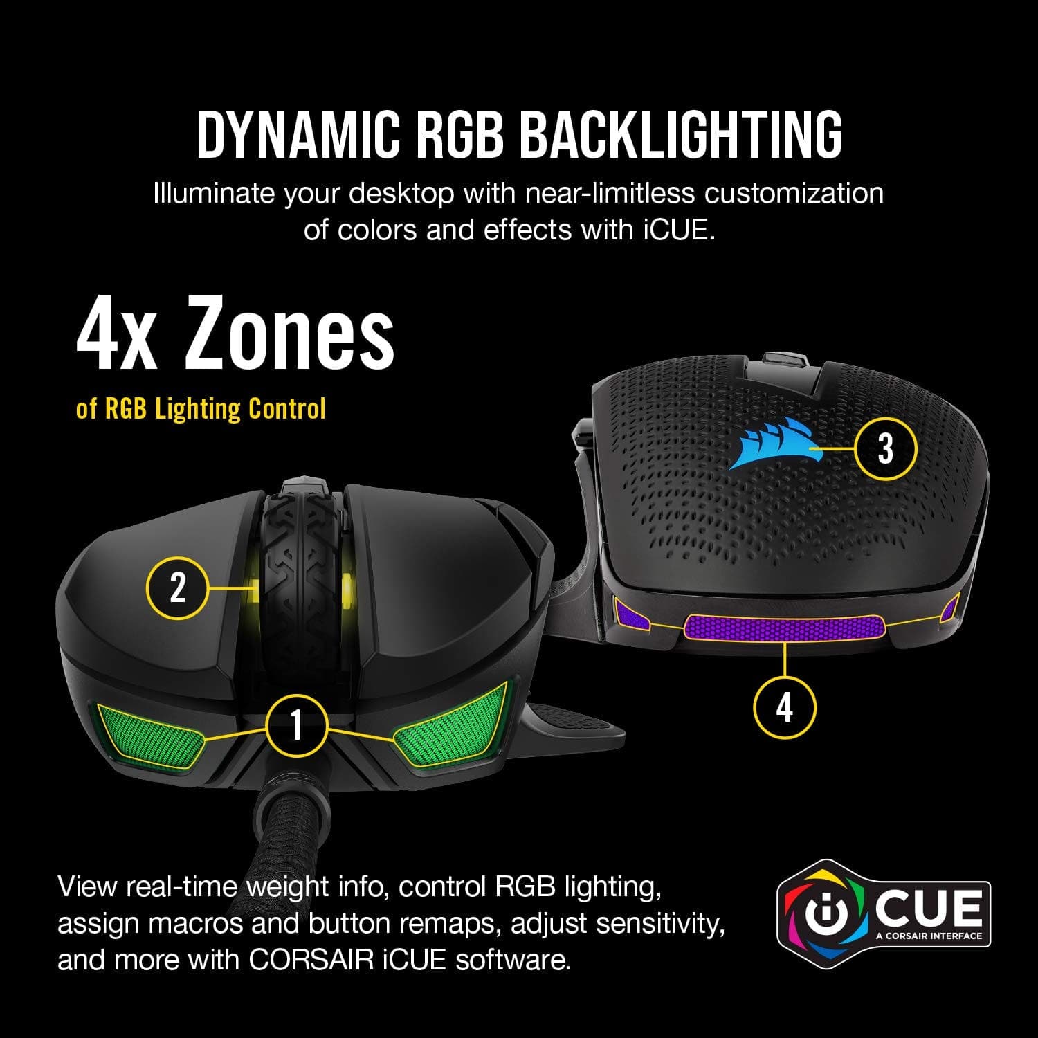 CORSAIR Nightsword Wired Ergonomic RGB Gaming Mouse ( CH-9306011-AP ) ( 18000DPI / 8 Macro Buttons ) ( Black )