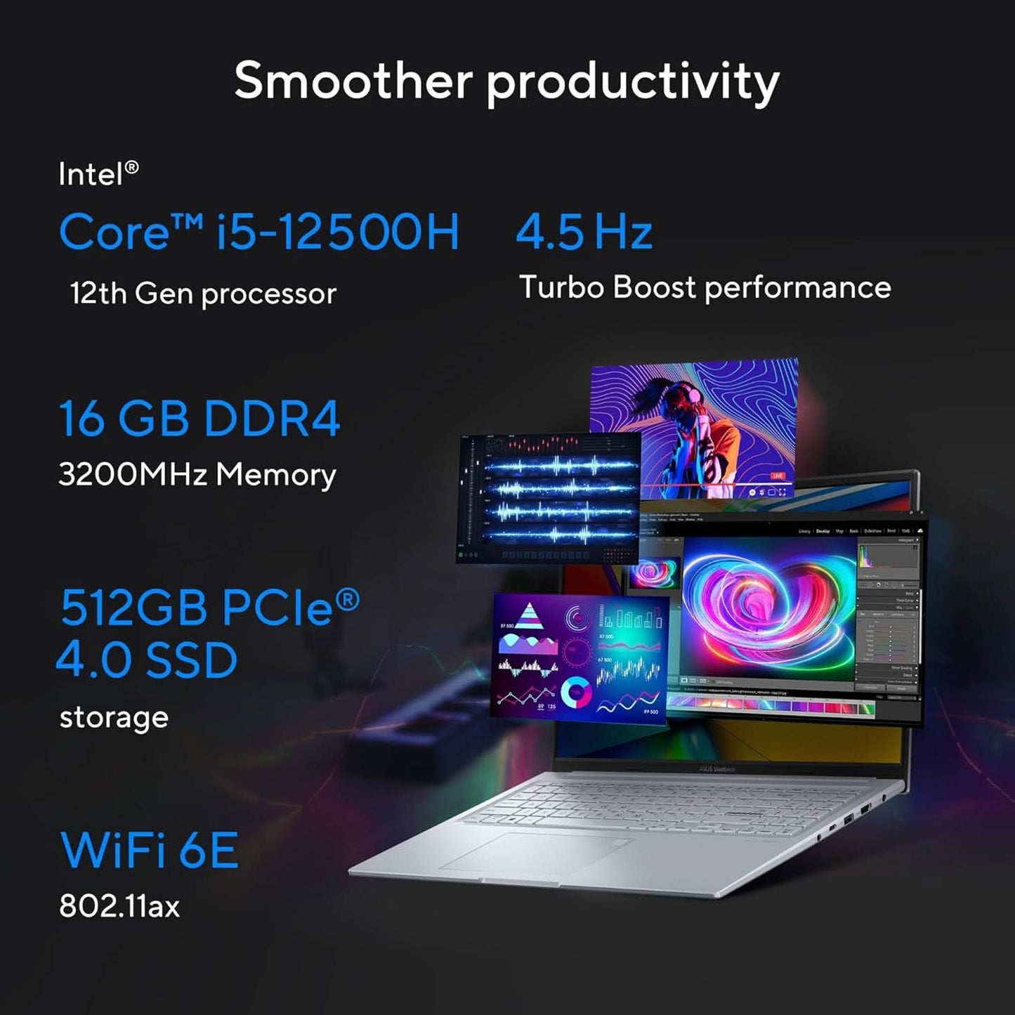 ASUS VIVOBOOK 16X, INTEL CORE I5-12500H, 16 INCH FHD+ 60HZ, CREATOR/GAMING LAPTOP (16GB RAM/512GB /RTX 2050/WIN 11 PRO/OFFICE 2021/FINGERPRINT /50WHR BATTERY/COOL SILVER/1.80 KG),K3605ZF-MBN546WS