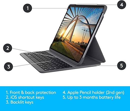 LOGITECH Slim Folio 65% for iPad Pro 11 Wireless Membrane Keys