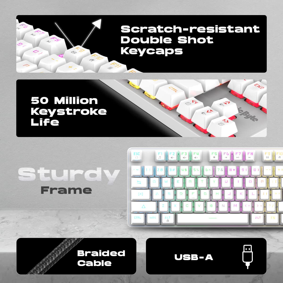 COSMIC BYTE CB-GK-37 FIREFLY (WHITE) GAMING KEYBOARD RGB RED SWITCH WHITE