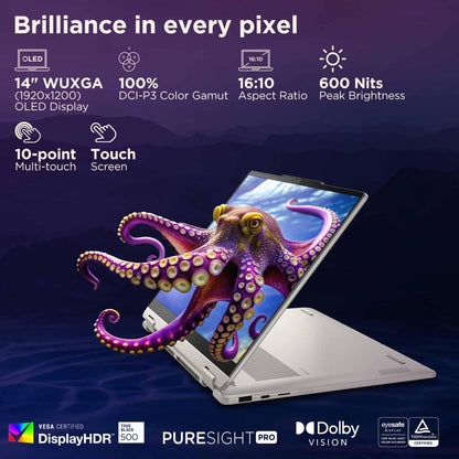 LENOVO YOGA 7 2-IN-1 INTEL EVO CORE ULTRA 5 226V (16GB RAM/1TB SSD/14 (35.5CM)/WUXGA OLED/COPILOT+ PC/WINDOWS 11/OFFICE HOME 2024/YOGA PEN/1YR ADP/SEASHELL/1.38KG), 83JQ000XIN CONVERTIBLE LAPTOP