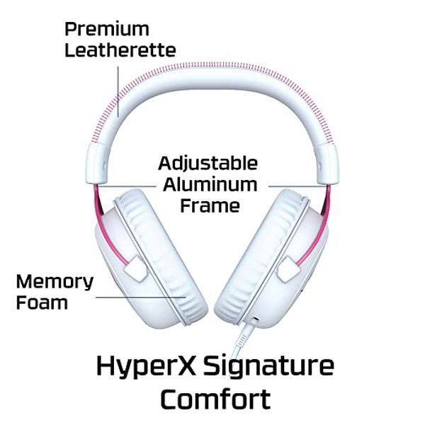HYPERX Cloud 2 Wired 7.1 Surround Gaming Headphone ( Pink-White ) ( PC / Mobile / Xbox )[ HyperX Cloud II ]