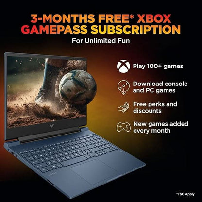 HP Smartchoice Victus, AMD Ryzen 7 7445HS 4GB NVIDIA GeForce RTX 2050 - (16 GB/512 GB SSD/Windows 11 Home) FHD,144Hz, 300 nits,15.6'', M365 Office24, Blue, 2.29kg,15-fb3122AX Gaming Laptop