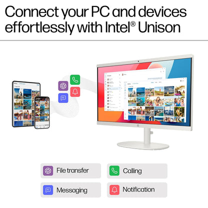 HP ALL-IN-ONE DESKTOP,INTEL CELERON -N100,21.45 INCH(54.5CM),FHD,ANTI-GLARE,8 GB DDR5, 512GB SSD,DUAL 2W SPEAKERS,WHITE WIRED KEYBOARD AND MOUSE COMBO,WHITE, WINDOWS 11, 4.17KG,22-DG0153IN