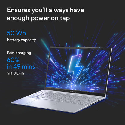 ASUS INTEL CORE I5-1335U /16GB (8*2) DDR4 / 512GB PCIE 4.0 SSD / 15.6-INCH / 3K (2880 X 1620) OLED 16:9 /COOL SILVER /BACKLIT KB / WIN 11 HOME / MS OFFICE LAPTOP K3504VAD-MA542WS