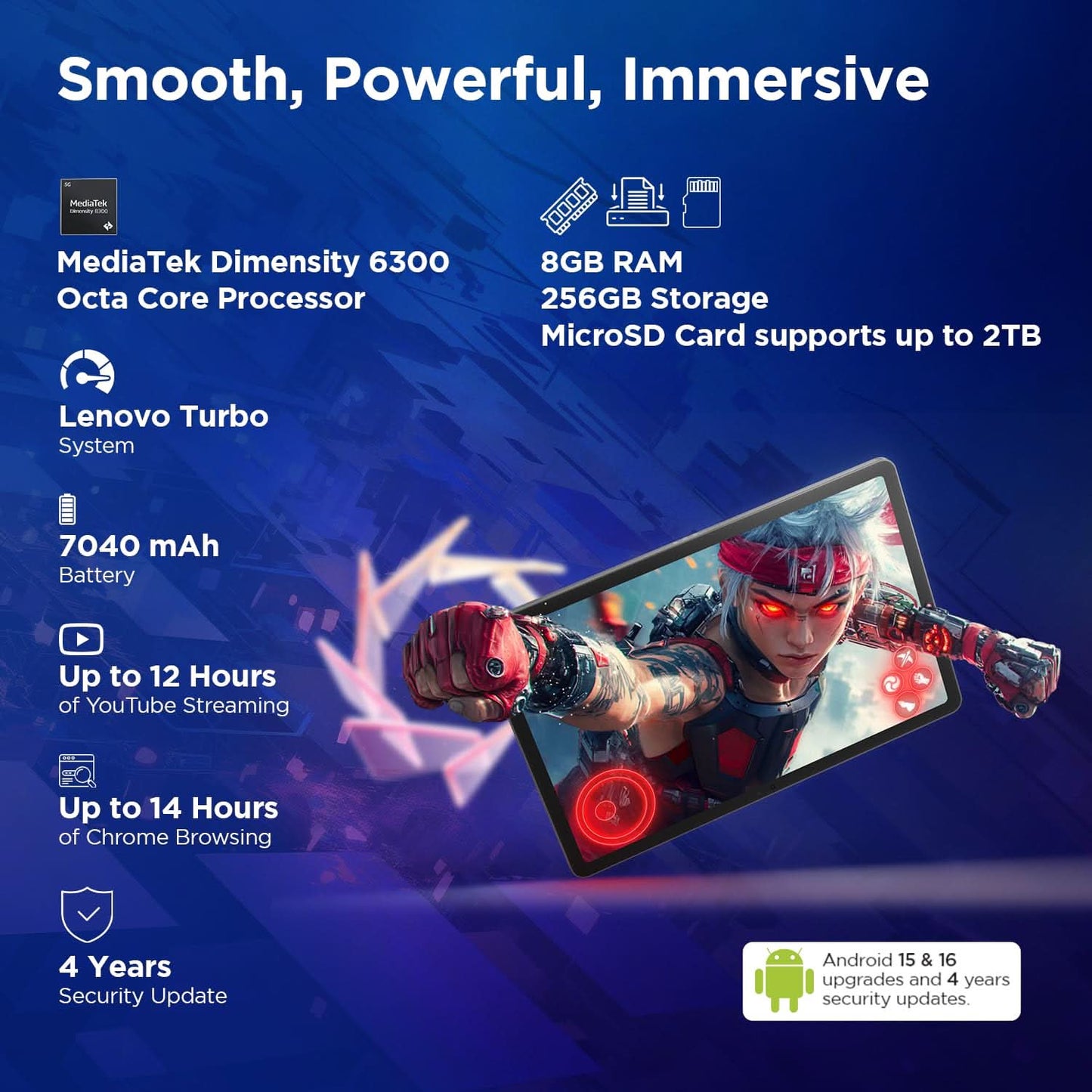 Lenovo Octa Core MediaTek Dimensity 6300 8GB, 256GB, WIFI, 11 INCH, ZAFR0897IN