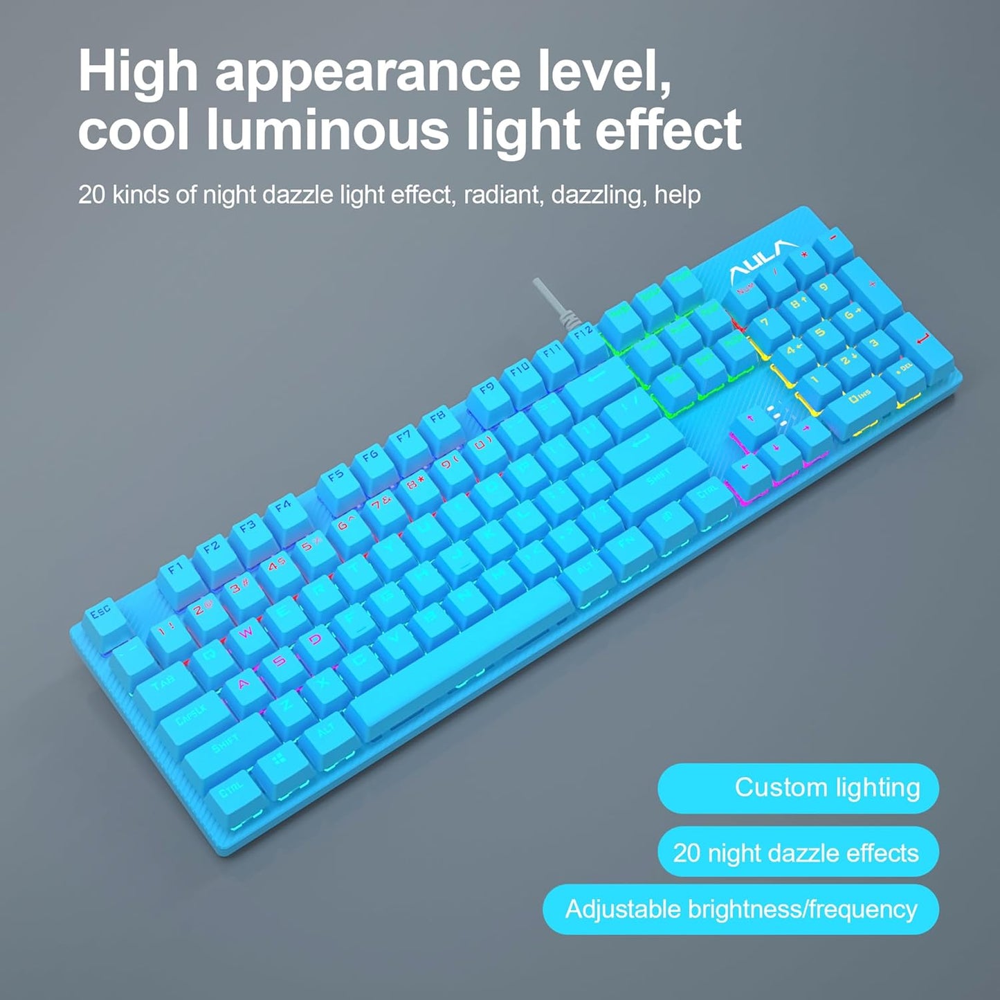 AULA S2022 MECHANICAL WIRED GAMING KEYBOARD (BLUE)