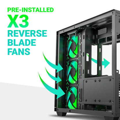 ANT ESPORTS CRYSTAL X11 MID-TOWER ATX CABINET GREEN