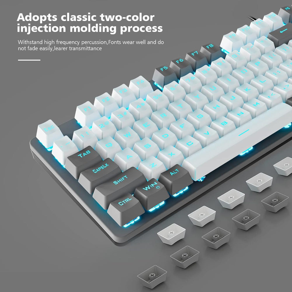 AULA F3287 Tenkeyless Wired Mechanical Gaming Keyboard ( Grey/White ) ( Blue Switch ) ( F3287GW )