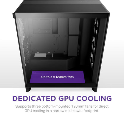 NZXT CHASSIS H SERIES H7 (2024) FLOW WITHOUT PSU BLACK COLOR - CM-H72FB-01