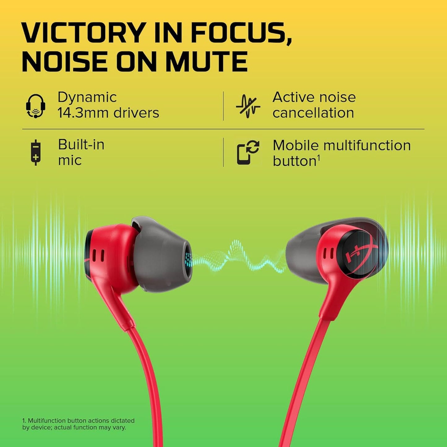 HYPERX CLOUD EARBUDS II GAMING EARBUDS WITH MIC-RED (705L8AA),IN-EAR,WIRED