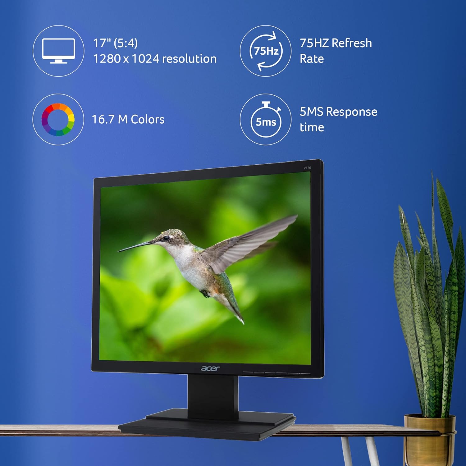 ACER V176L 17-INCH(44CM) SQUARE 1280 X 1024 (SXGA) RESOLUTION LED