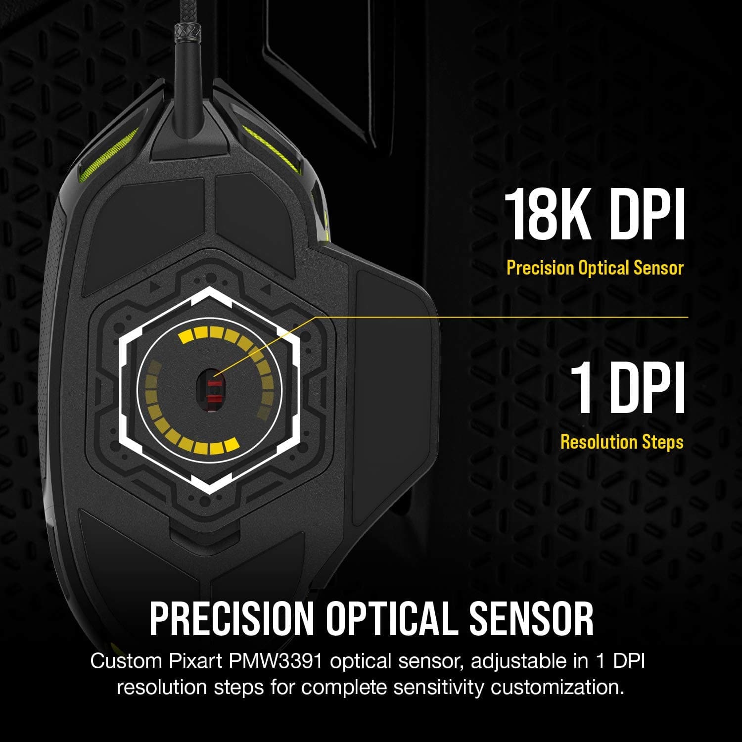 CORSAIR Nightsword Wired Ergonomic RGB Gaming Mouse ( CH-9306011-AP ) ( 18000DPI / 8 Macro Buttons ) ( Black )